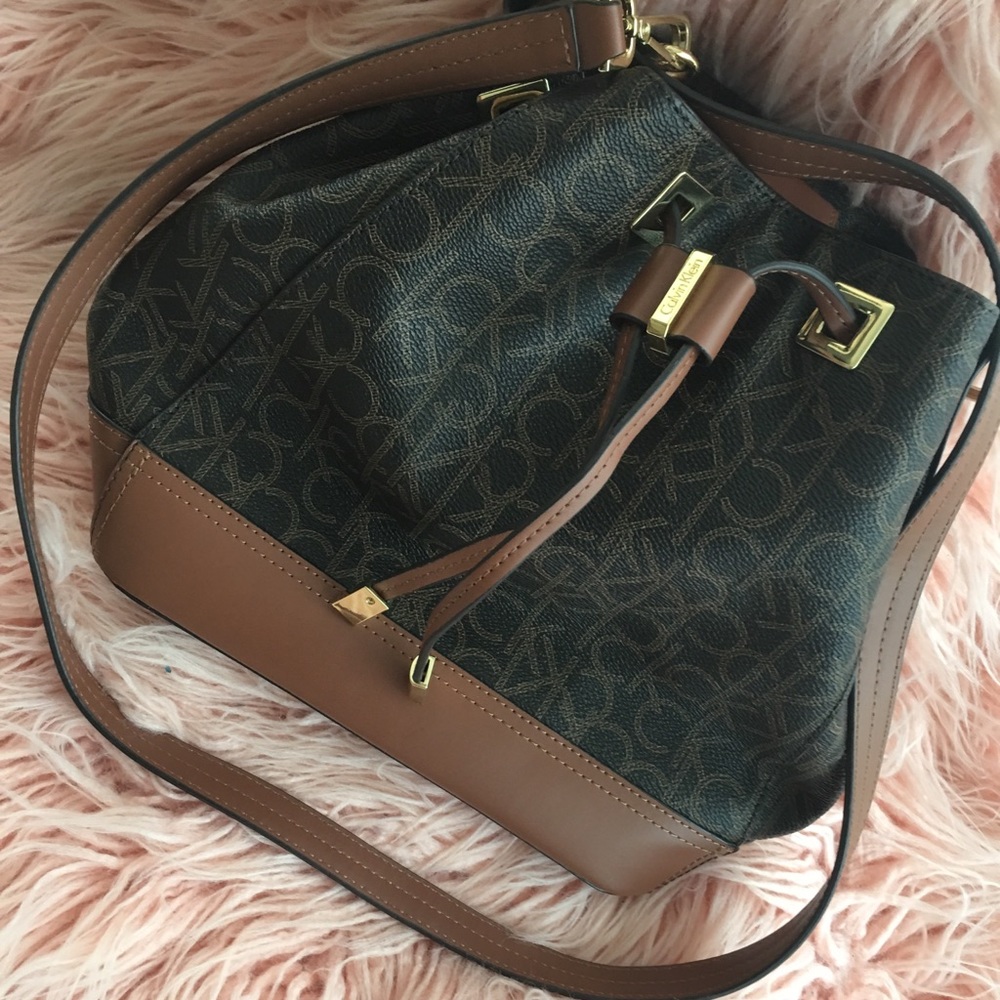 Brown Calvin Klein Logo Crossbody Bag